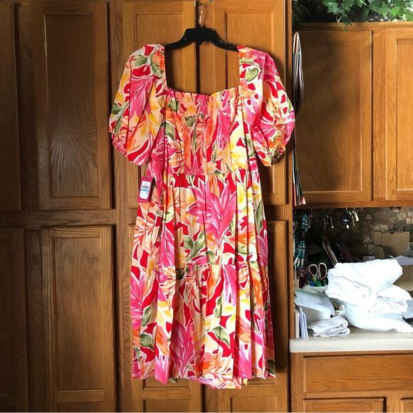 NWT Vince Camuto Square Neck Floral Fit & Flare MIDI Dress Plus Size 20W - Picture 9 of 16
